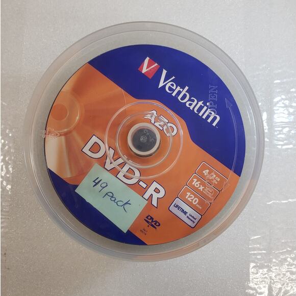 VERBATIM AZO DVD-R 16X 4.7GB Branded Logo 49 pack Spindle 95101 - Picture 8 of 8